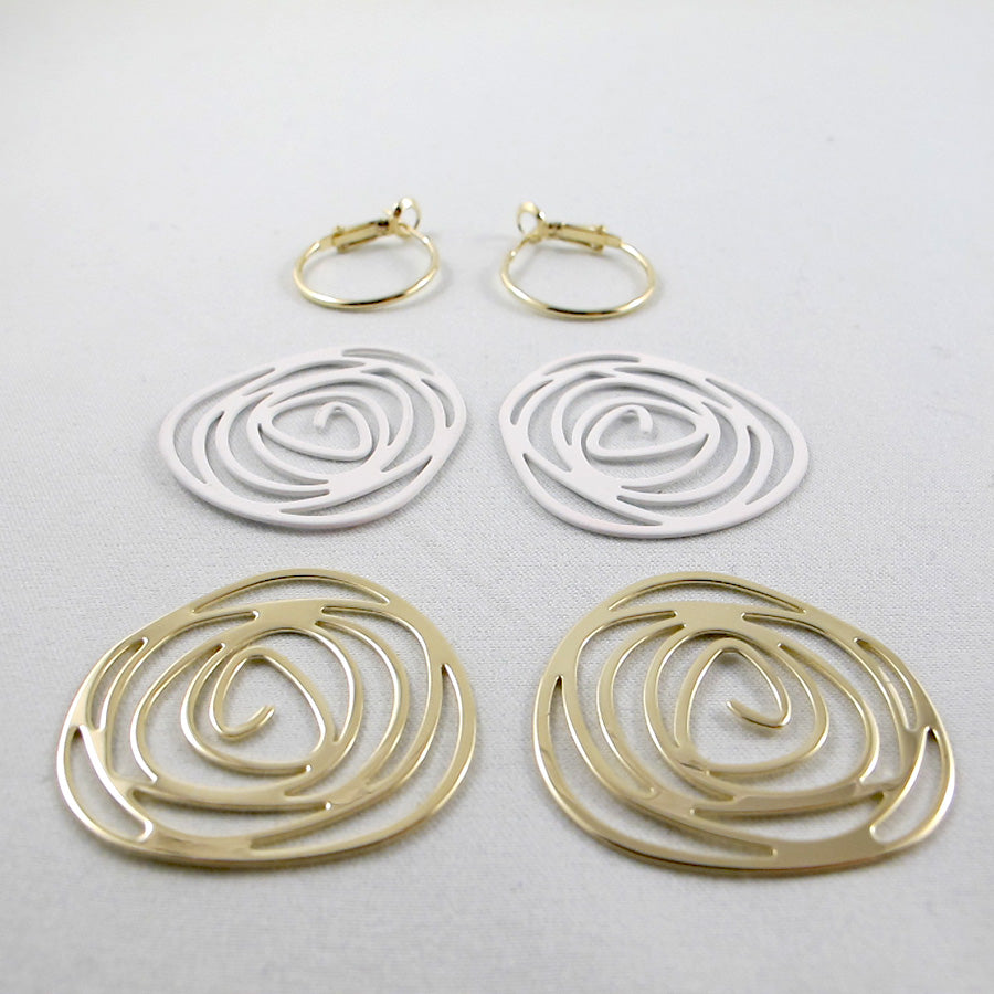 4 in 1 rose hoop drop earrings