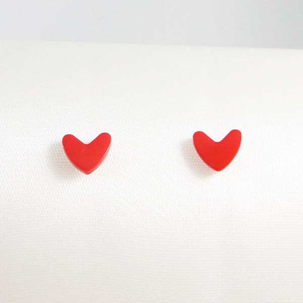 Red Heart Stud Earrings