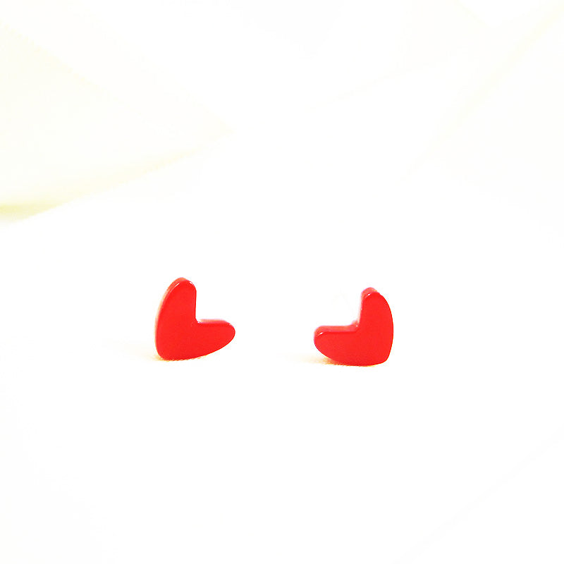 Red Heart Stud Earrings