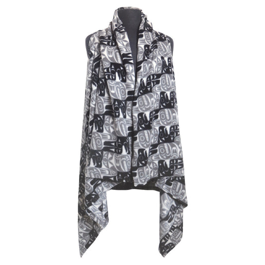 Multi-Use Fleece Cape - Thunderbird and Whale by Maynard Johnny Jr.