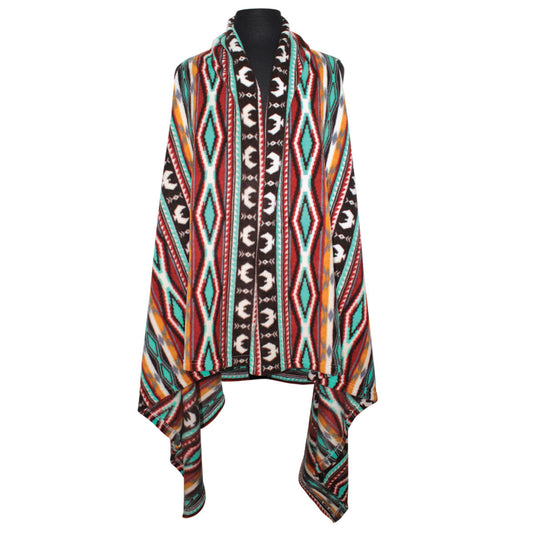 Multi-Use Fleece Cape - Salish Weaving - Spirit of the Sky by Leila Stogan