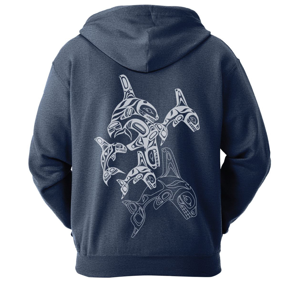 Zippered Hoodie - Orca Family by Paul Windsor