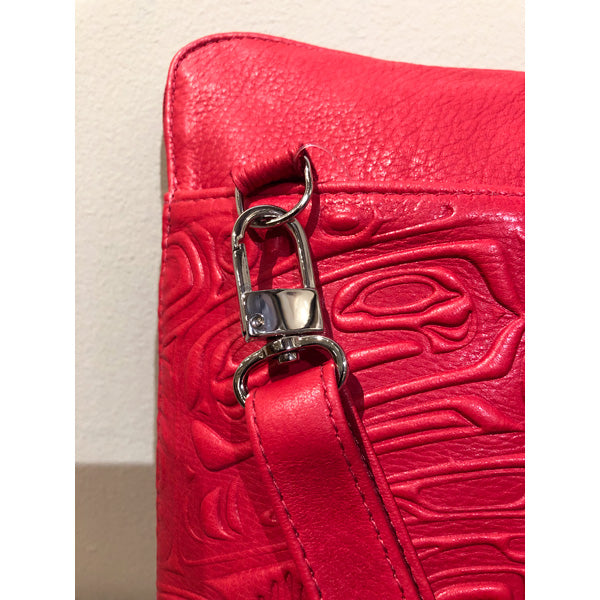 Deerskin Leather Compact Crossbody Bag - Bear Box (Red)