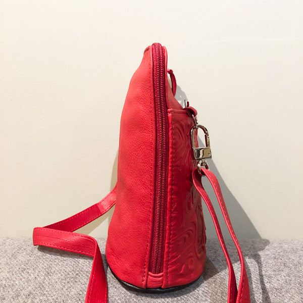 Deerskin Leather Compact Crossbody Bag - Bear Box (Red)