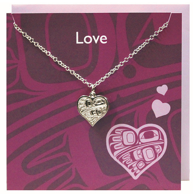 Art charm stainless steel necklace with card - Love