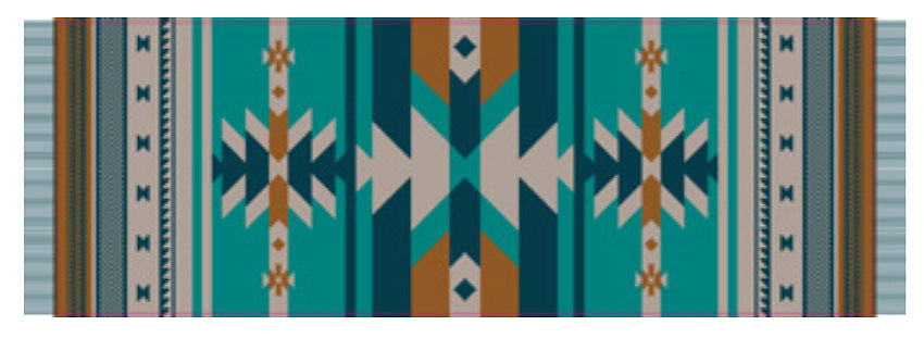 Salish Weaving Shawl with North West Frist Nation Art Design (Teal)