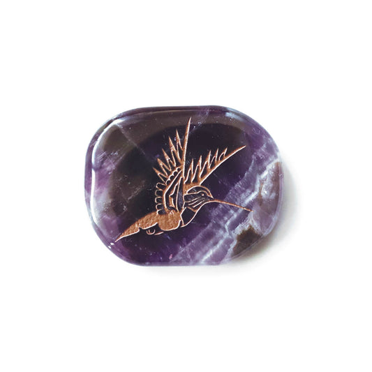 Amethyst Hummingbird Spirit Stone by Karen Francis