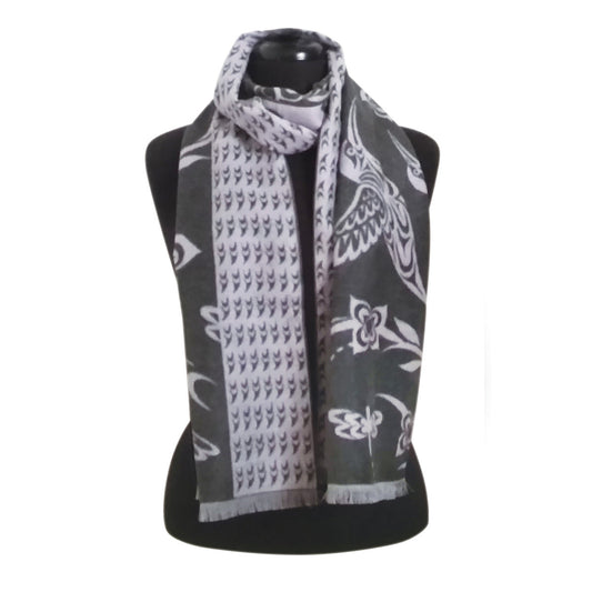 Hummingbirds Brushed Silk Scarf by Simone Diamond, Coast Salish