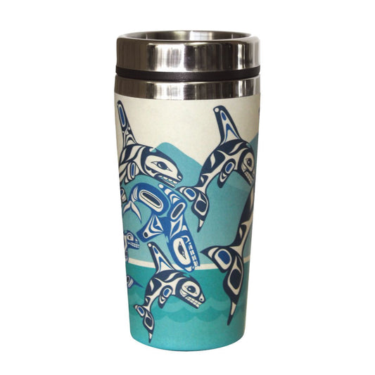 Bamboo Stainless Steel Travel Mug - Orca Family