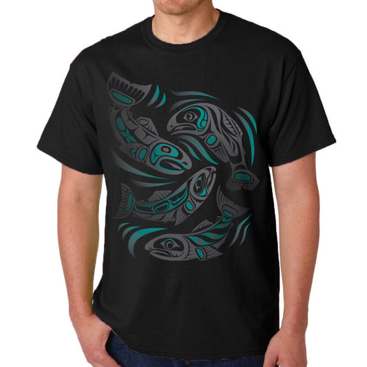 Sacred Salmon Cotton T-Shirt by Paul Windsor