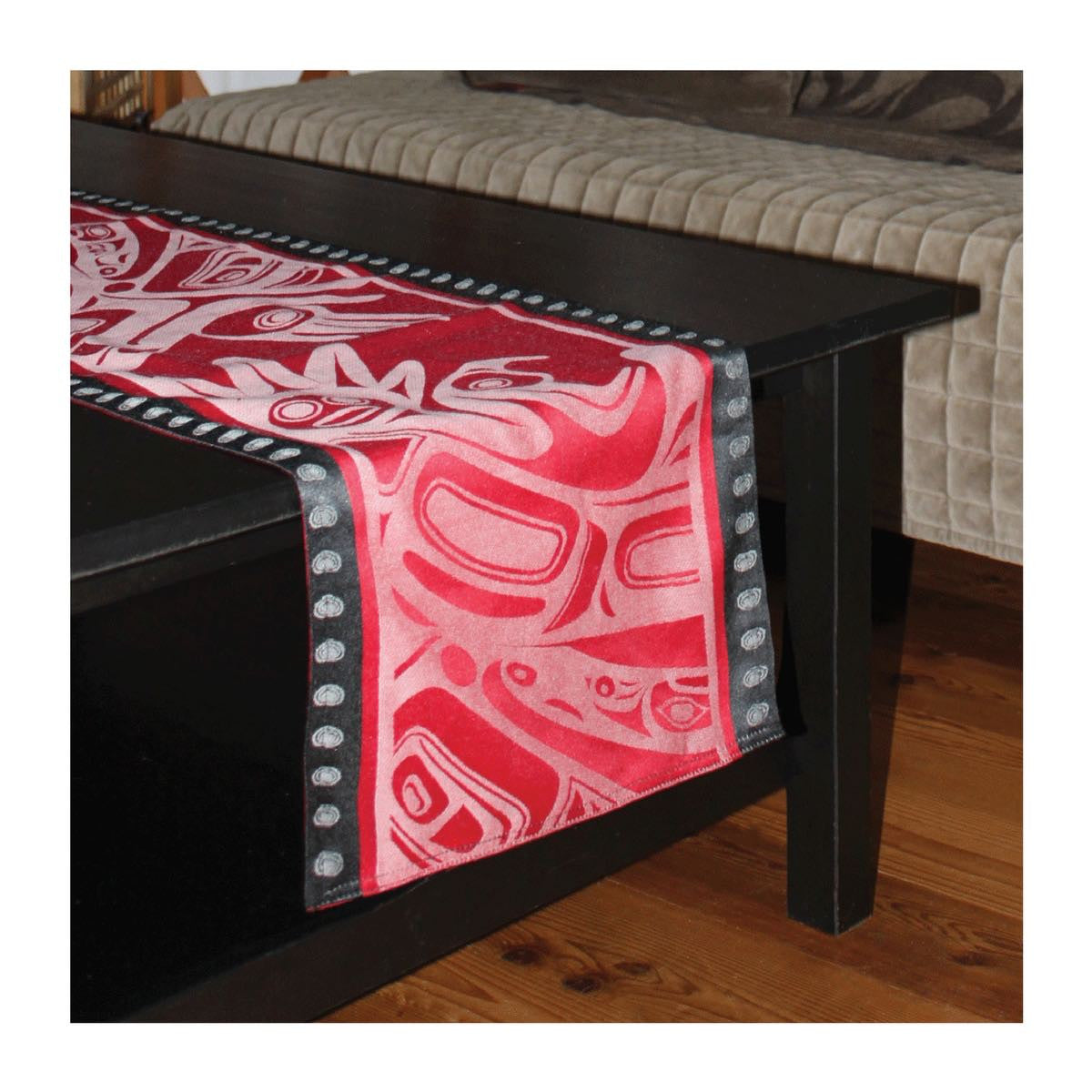 Table Runner with Indigenous Art Design "Running Raven"