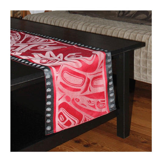 Table Runner with Indigenous Art Design "Running Raven"