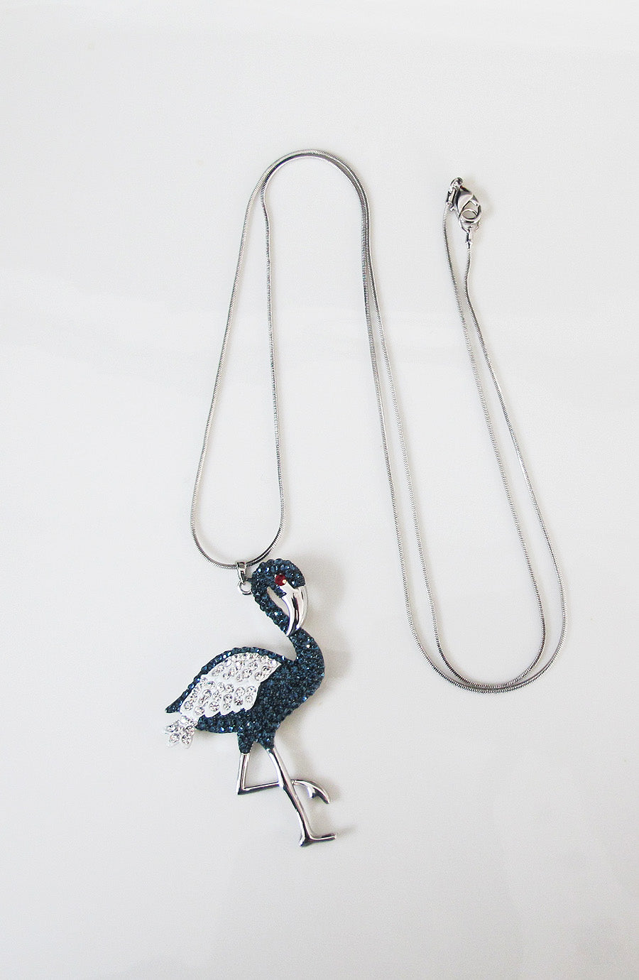 Swarovski crystal elements flamingo pendant long necklace