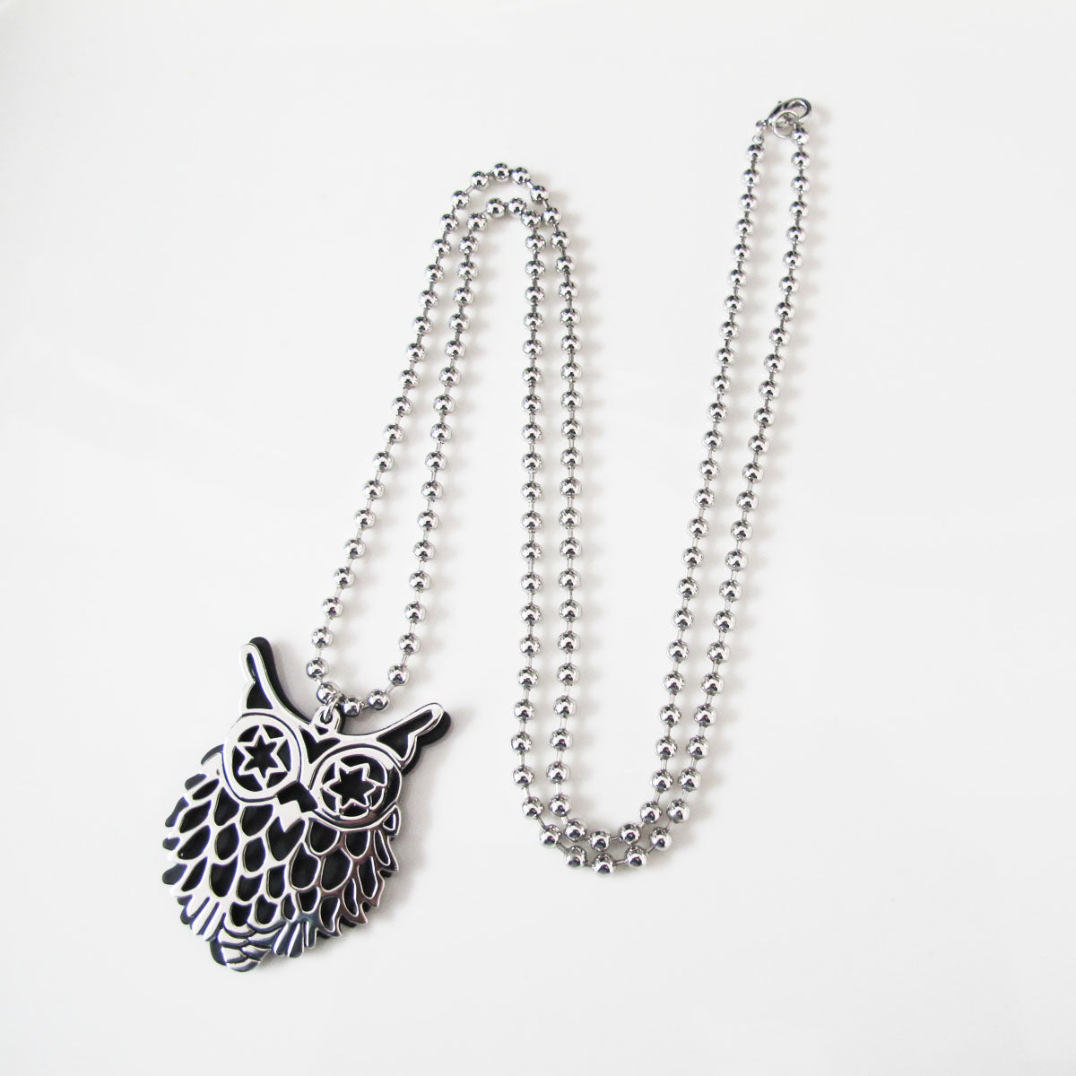 Cutout owl pendant long neckace