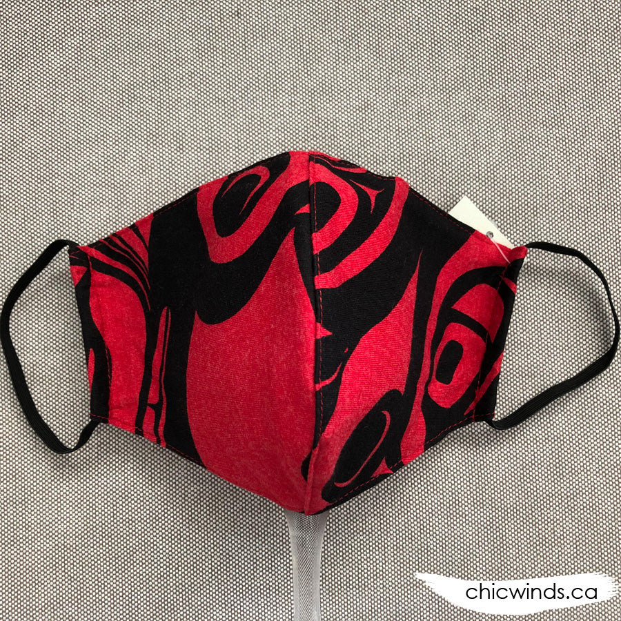 Whale Cotton Face Mask Red