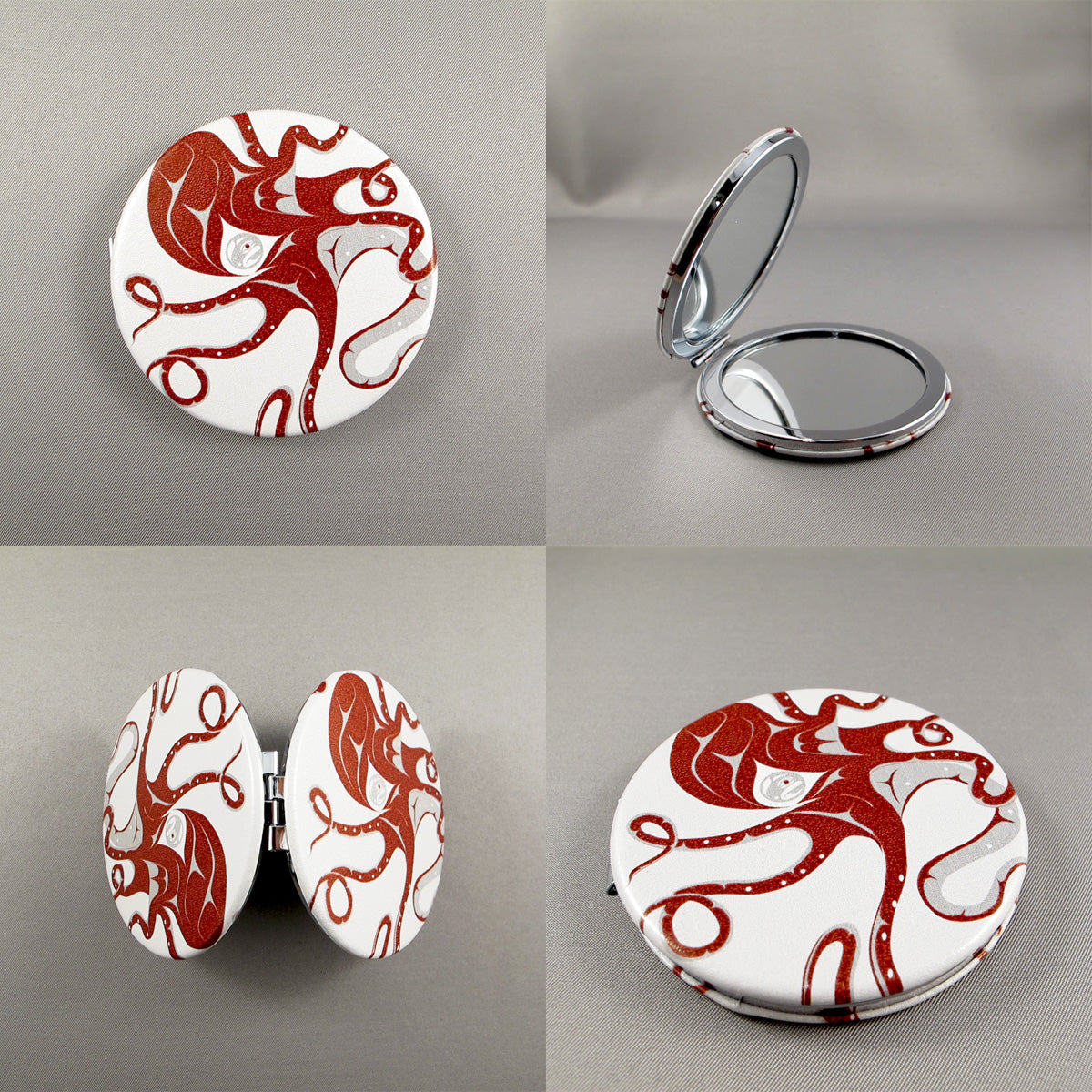Maple Leaf White Compact Mirror