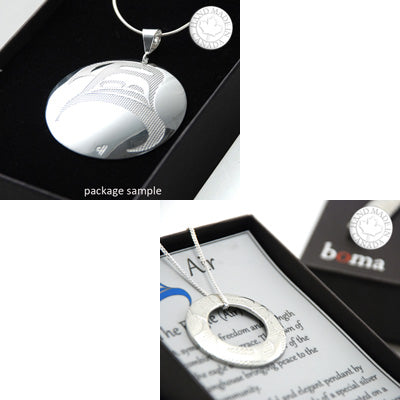 Native Art Silver Pendant Necklace - Raven Clamshell