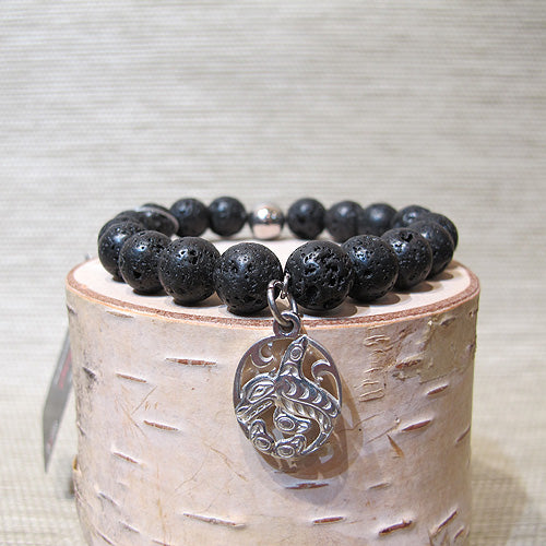 Lava Beads Bracelet with Frist Nation Art Charm - Ocar