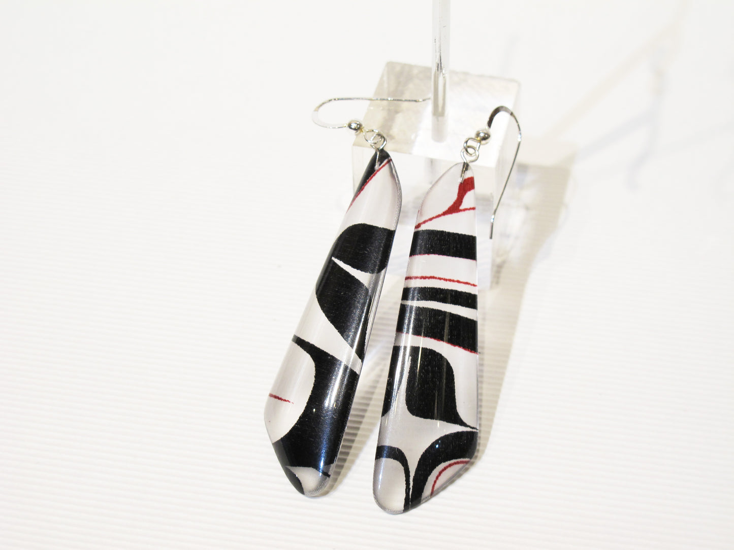 Silk Trapezoid Earrings - Red + Black