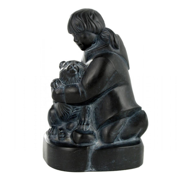 Inuit Girl and Husky Sculpture