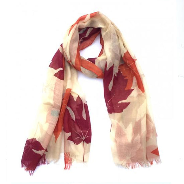 Soft poly scarf with Maple Leaves design