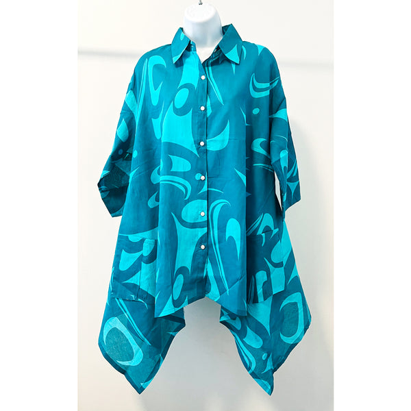 Corrine Hunt 3 Eagle Cotton Button Up Swing Tunic