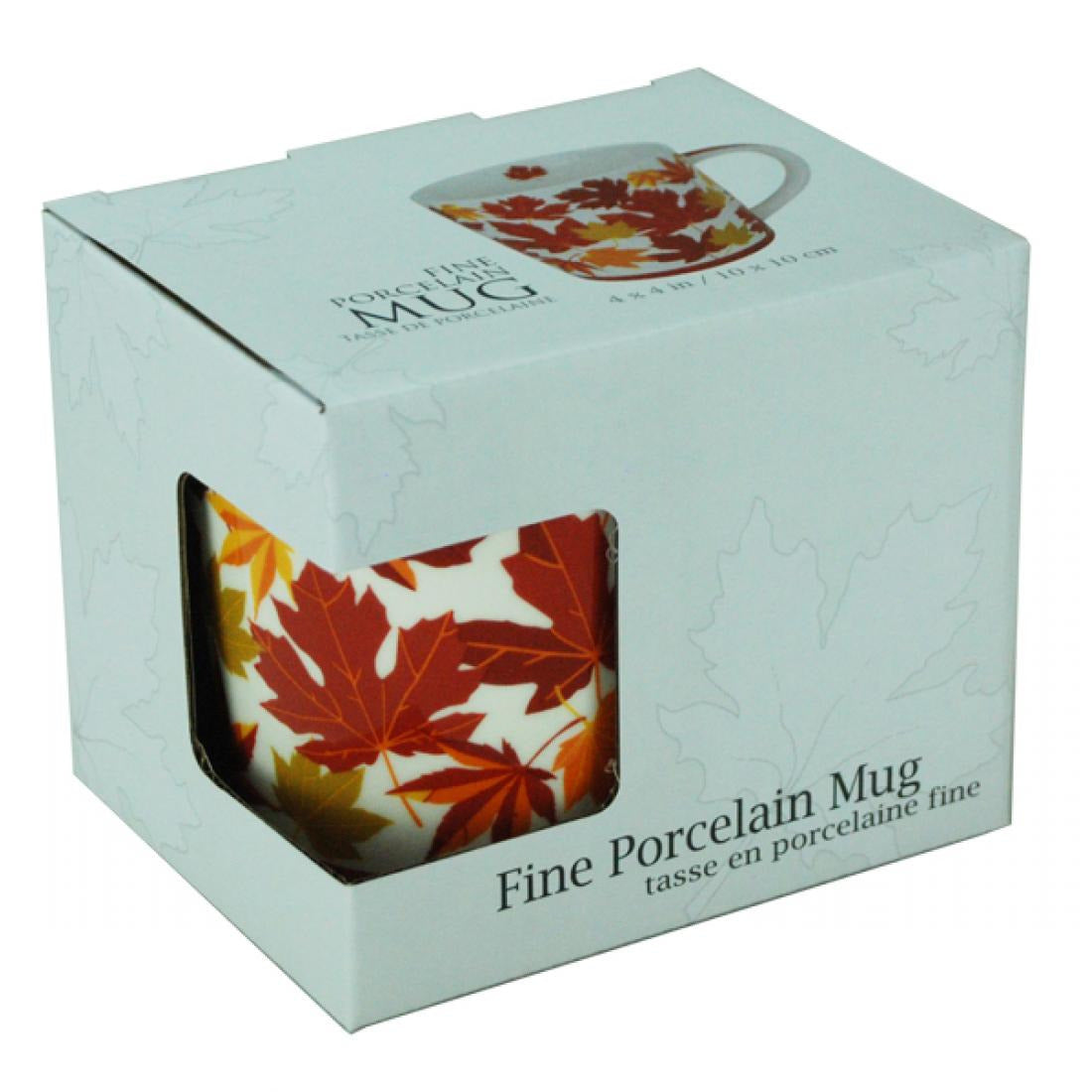 Porcelain Art Mug with Autumn Maple Leaf Design