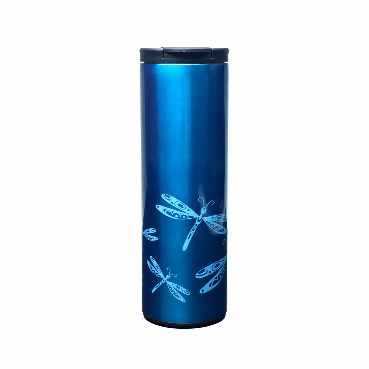 Insulated Stainless Steel Tumbler - Connie Dickens, Dragonfly, Blue