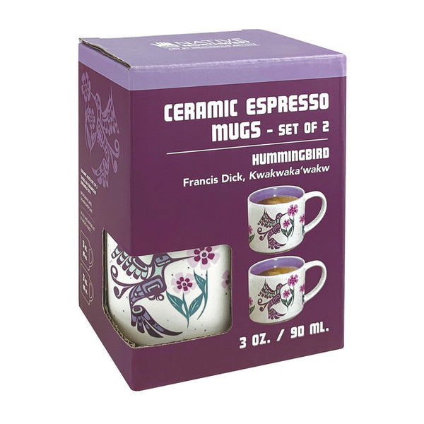 Ceramic Espresso Mug Set – Hummingbird (Set of 2)