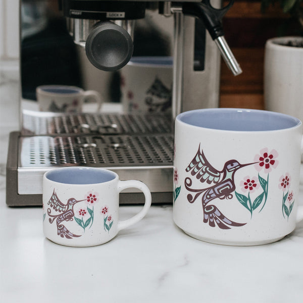 Ceramic Espresso Mug Set – Hummingbird (Set of 2)