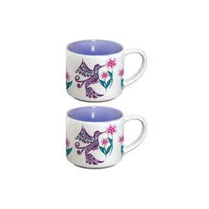 Ceramic Espresso Mug Set – Hummingbird (Set of 2)