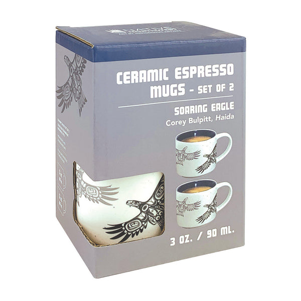 Ceramic Espresso Mugs - Set of 2 (Soaring Eagle)
