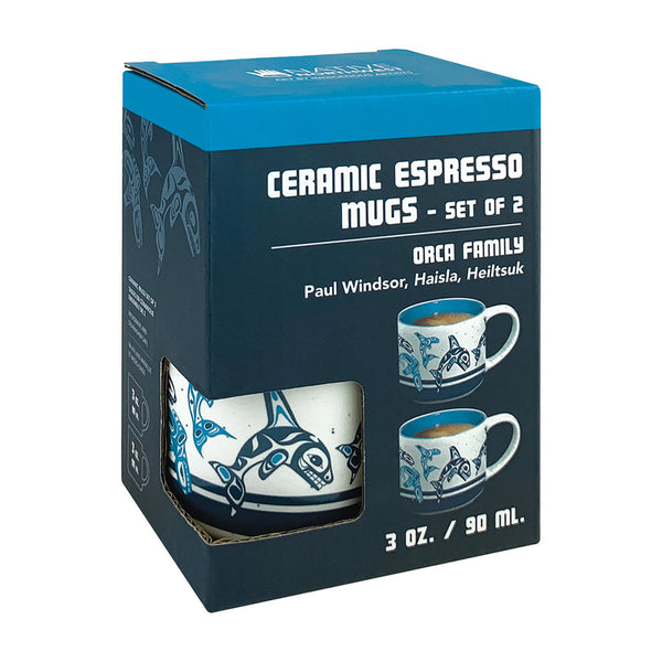 Ceramic Espresso Mugs - Set of 2 (Orca Family)