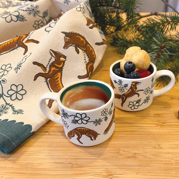 Ceramic Espresso Mugs -  Foxes (Wagooshna)(Set of 2)