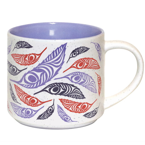 Ceramic Indigenous Art Mug - Feather