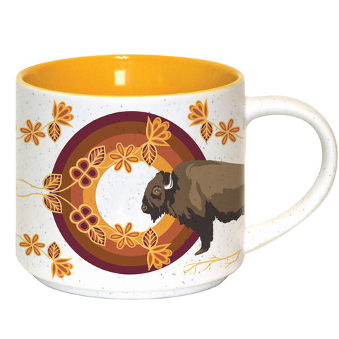 Ceramic Indigenous Art Mug (Buffaloes - MashkodeBiizhikina)