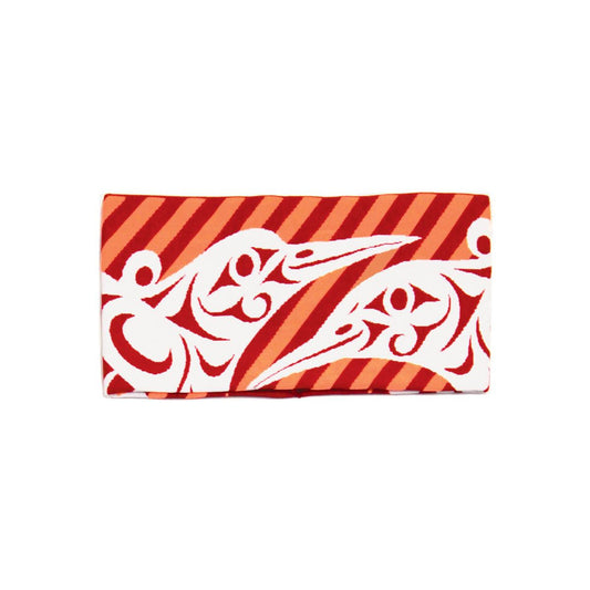 Hummingbird Flight Headband – Indigenous Art by Joe Wilson-Sxwaset, Red and White