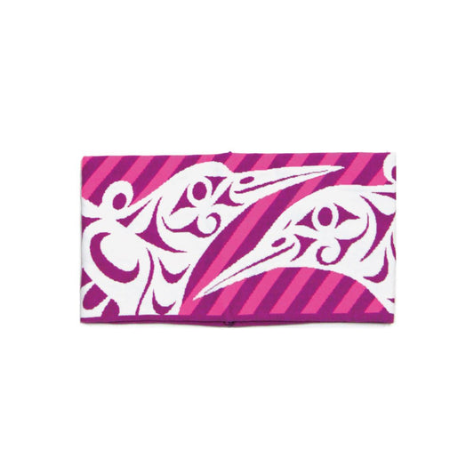 Hummingbird Flight Headband – Indigenous Art by Joe Wilson-Sxwaset, Purple and White