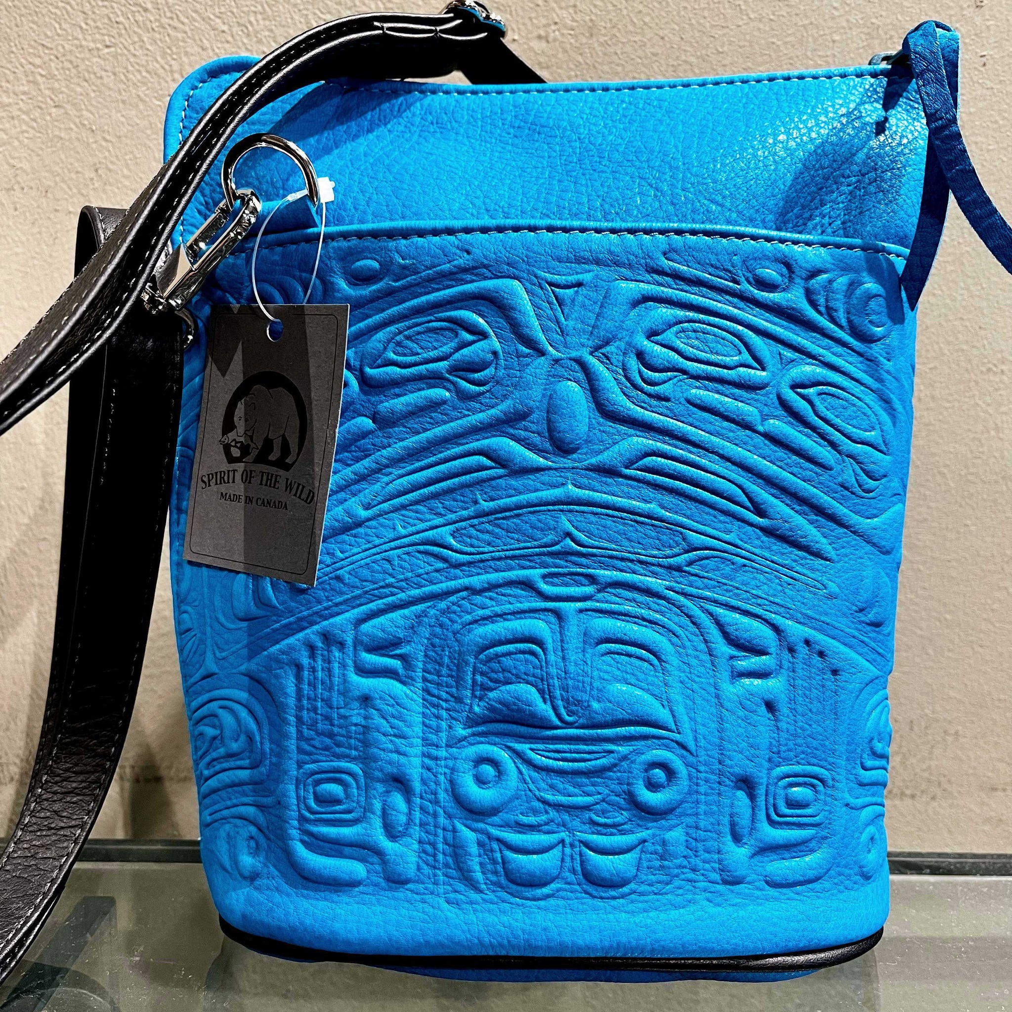 Deerskin Leather Compact Crossbody Bag - Bear Box (Turquoise)