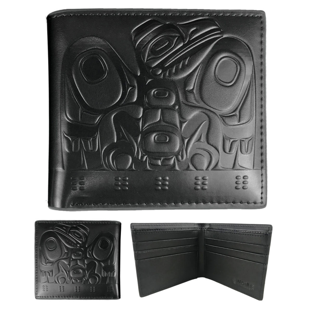 Indigenous Art Embossed Leather Wallet - Raven Box