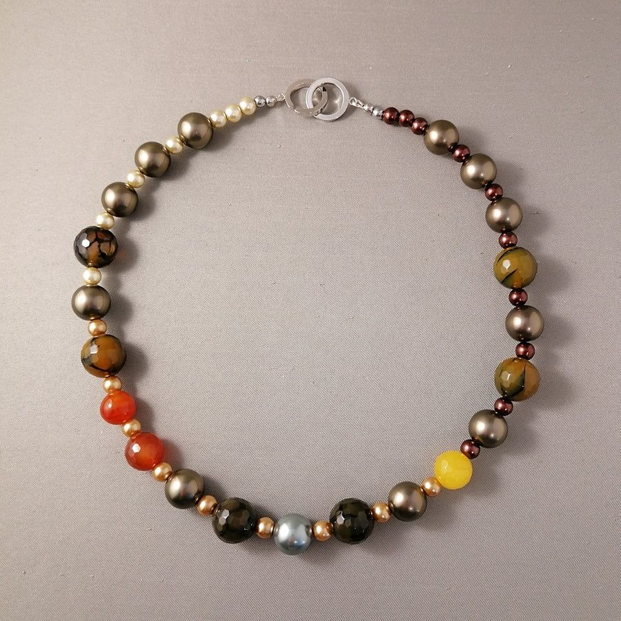 Handmade Multi-Agate & Pearl Necklace