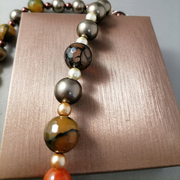 Handmade Multi-Agate & Pearl Necklace