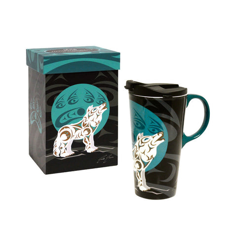 Indigenous Art Travel Mug – Wolf