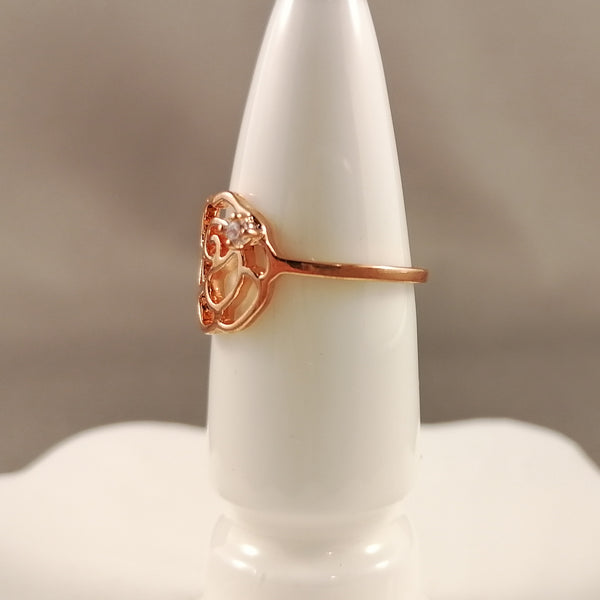 Rose Bloom Ring with Cubic Zirconia