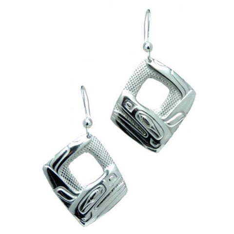 First Nation Art Silver Earrings - Orca