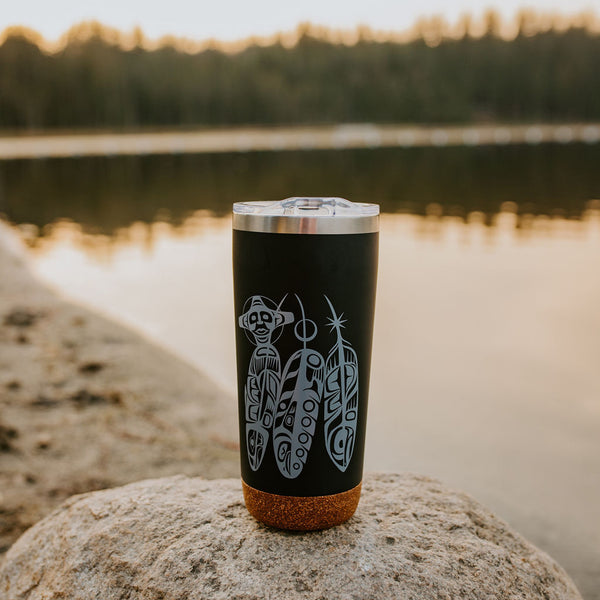 Feather & Salmon – 20oz Cork Base Mug by Paul Windsor