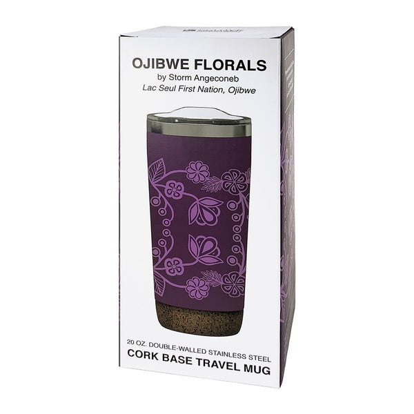 Ojibwe Florals – 20oz Cork Base Mug by Storm Angeconeb