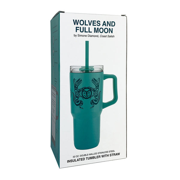 Moon &amp; Wolves 32oz Insulated Tumbler by Simone Diamond