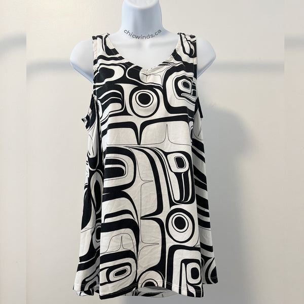 Kelly Robinson All Over Print V-Neck Sleeveless Tunic Raven