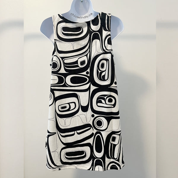 Kelly Robinson All Over Print V-Neck Sleeveless Tunic Raven